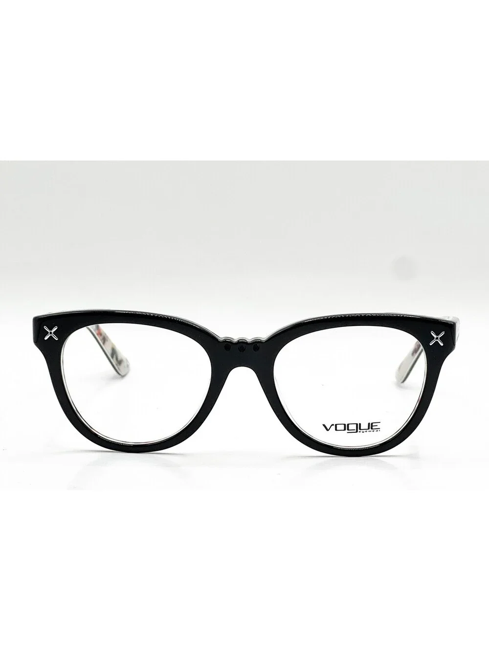 Vogue VO 2887 2210 Top Black Flowers Cat Eye Authentic Eyeglass Frames 51-19